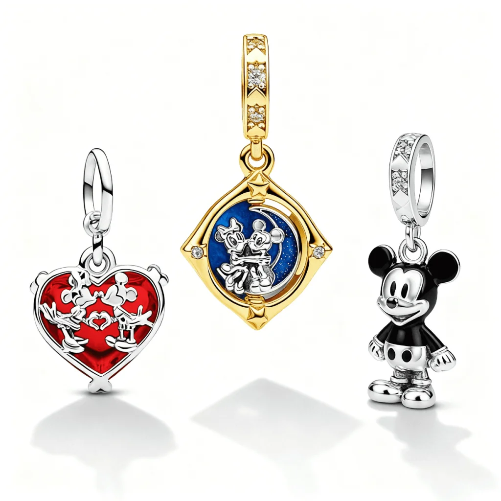 Set 3 charmuri vintage pentru brățară, model pereche și lună