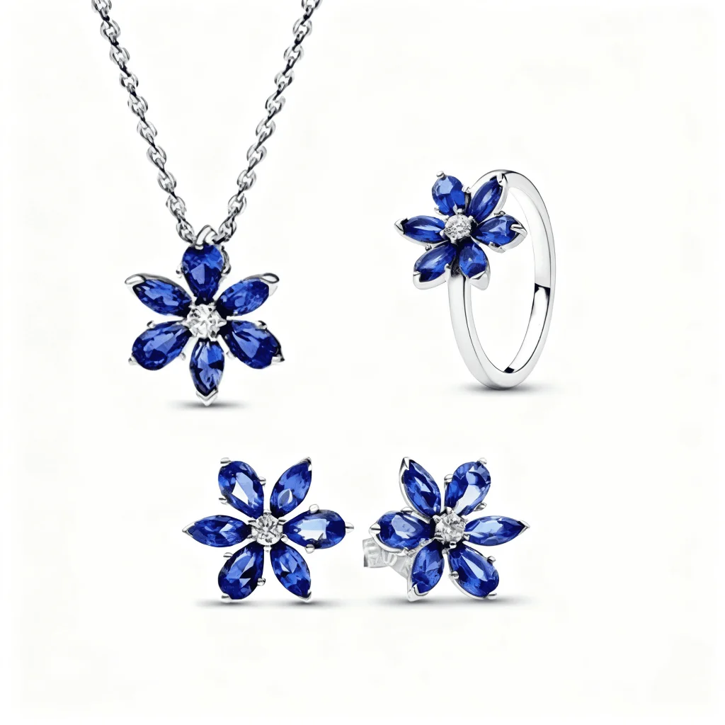 Set Diora Herbarium Albastru cu detalii florale