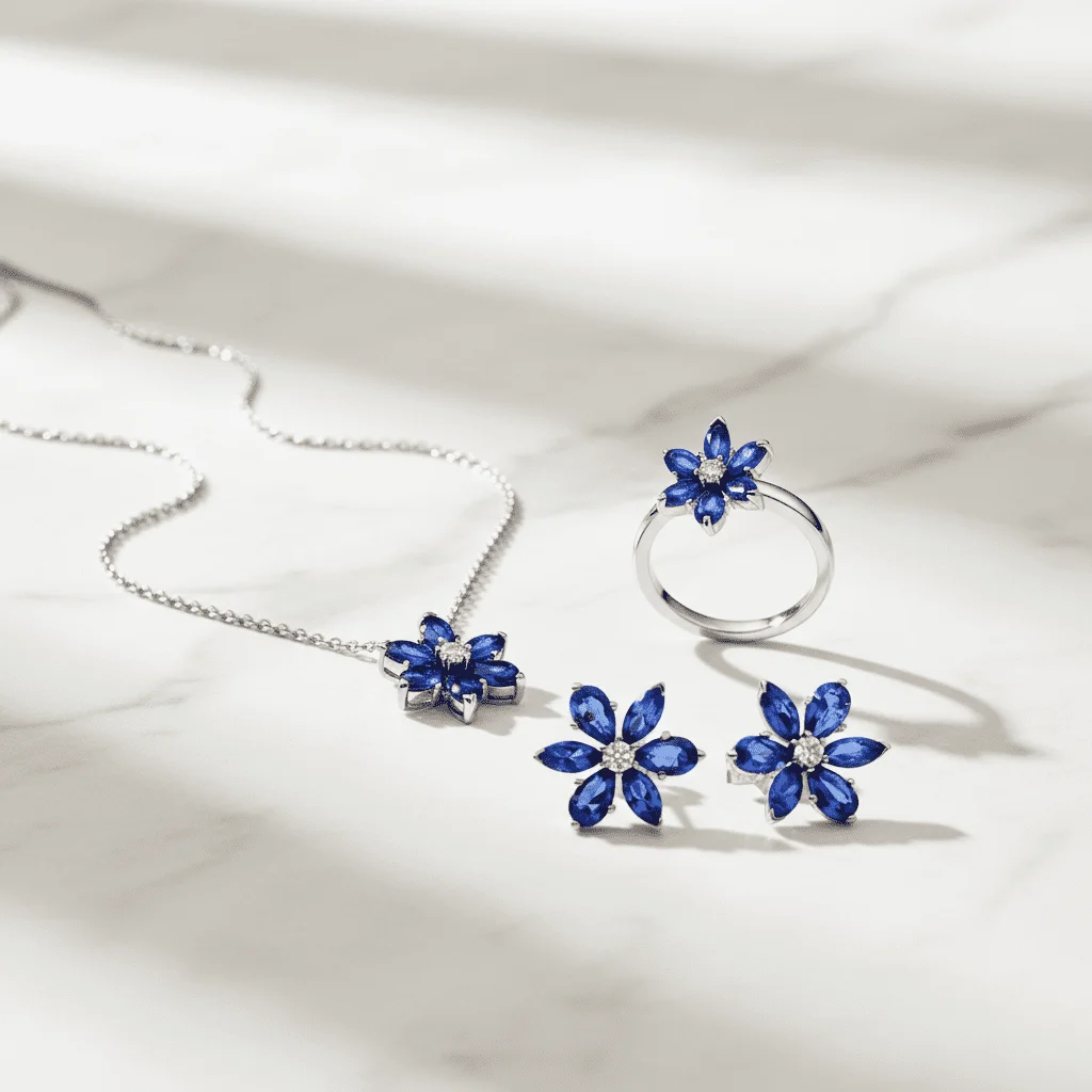 Set Diora Herbarium Albastru cu detalii florale - imagine 2