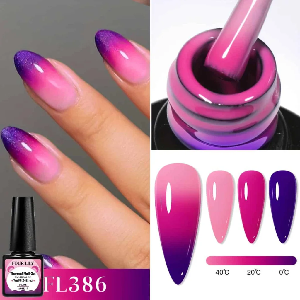 Set Geluri Termice FOUR LILY, 3 Nuanțe Termocromice, 3 x 7ml - imagine 6