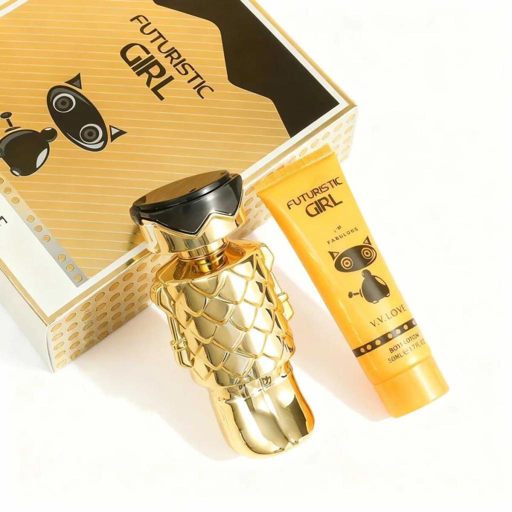 Set Parfum și Loțiune, Futuristic Girl Gold, 2 piese - imagine 2