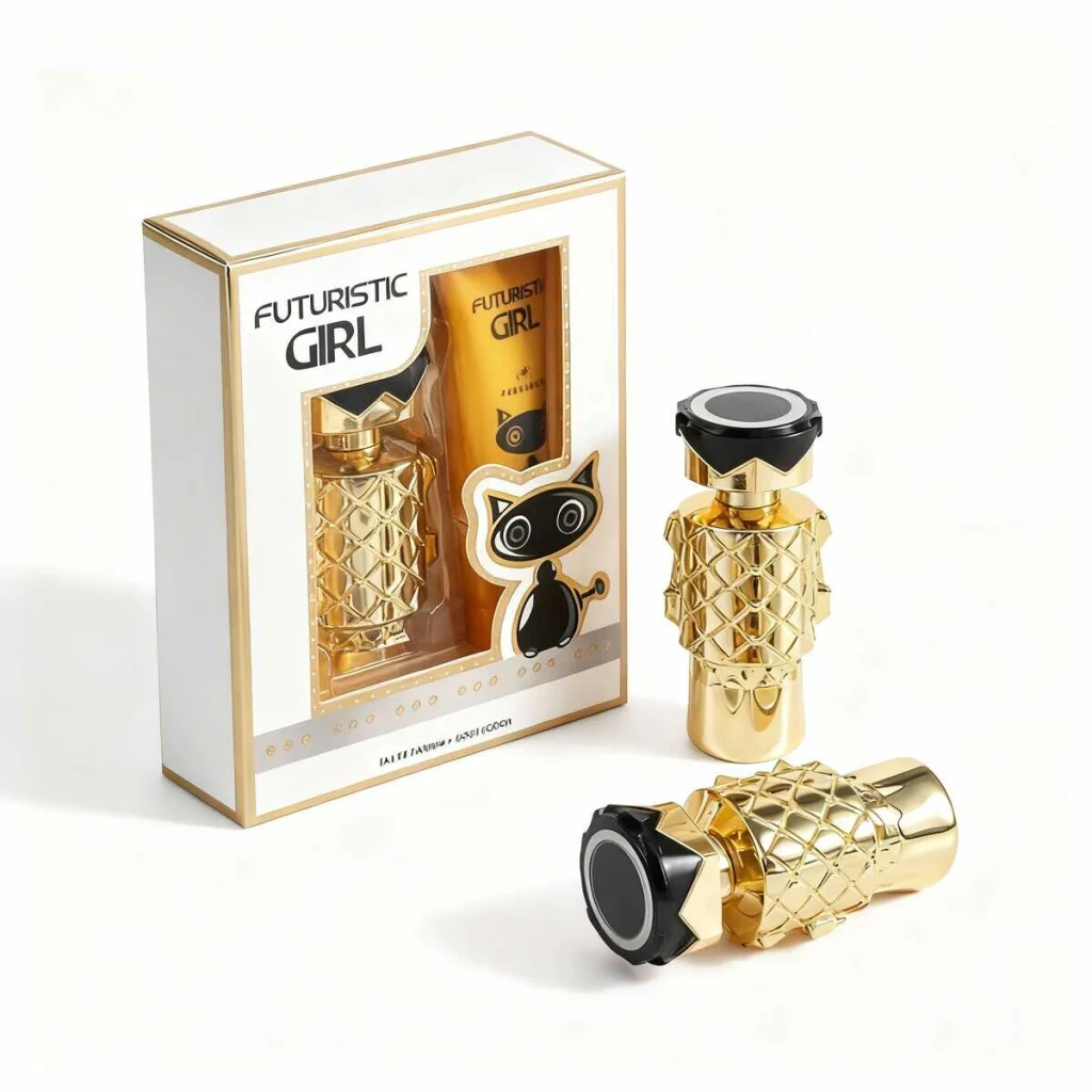 Set Parfum și Loțiune, Futuristic Girl Gold, 2 piese