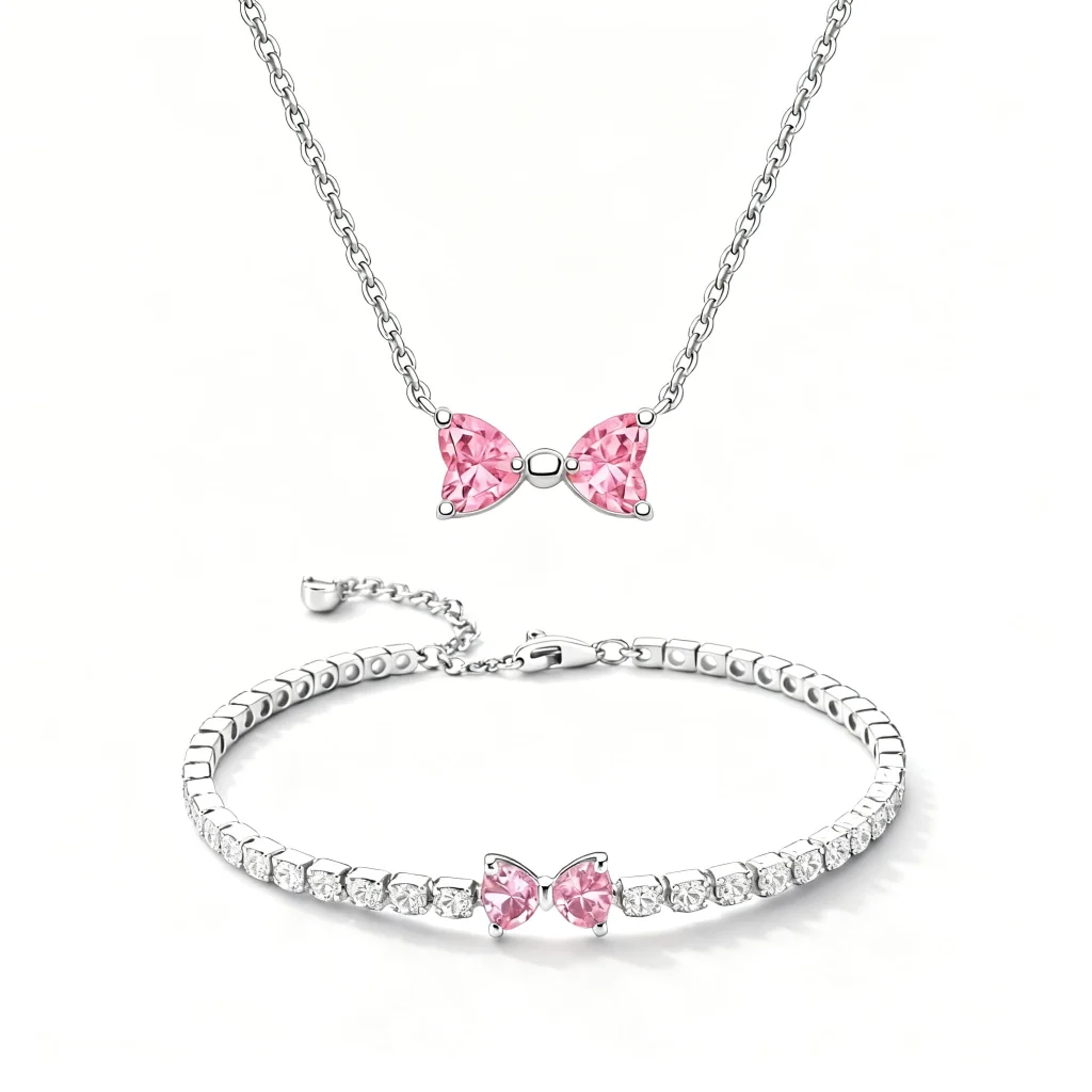 Set bijuterii Colier și Brățară, Pink Bow