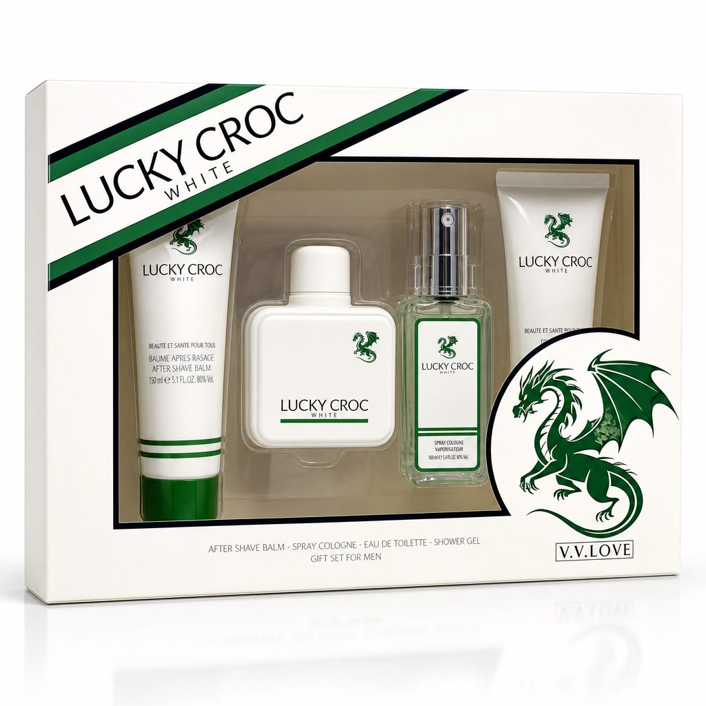 Set cadou Lucky Croc White, 4 piese