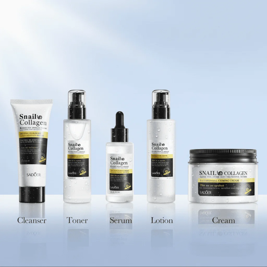 Set cadou Snail Collagen pentru îngrijirea tenului, Sadoer, 5 piese - imagine 4