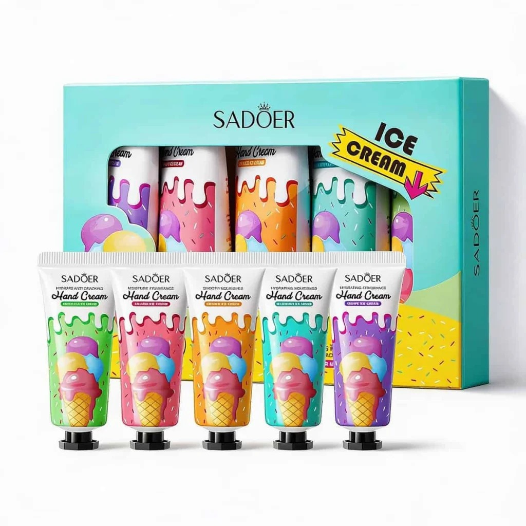 Set cadou cu creme de maini, Ice Cream, 5 piese - imagine 2