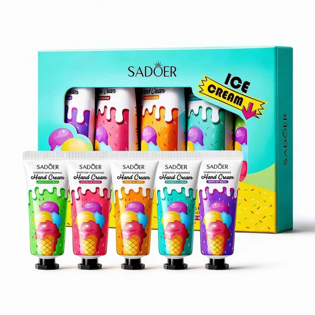 Set cadou cu creme de maini, Ice Cream, 5 piese