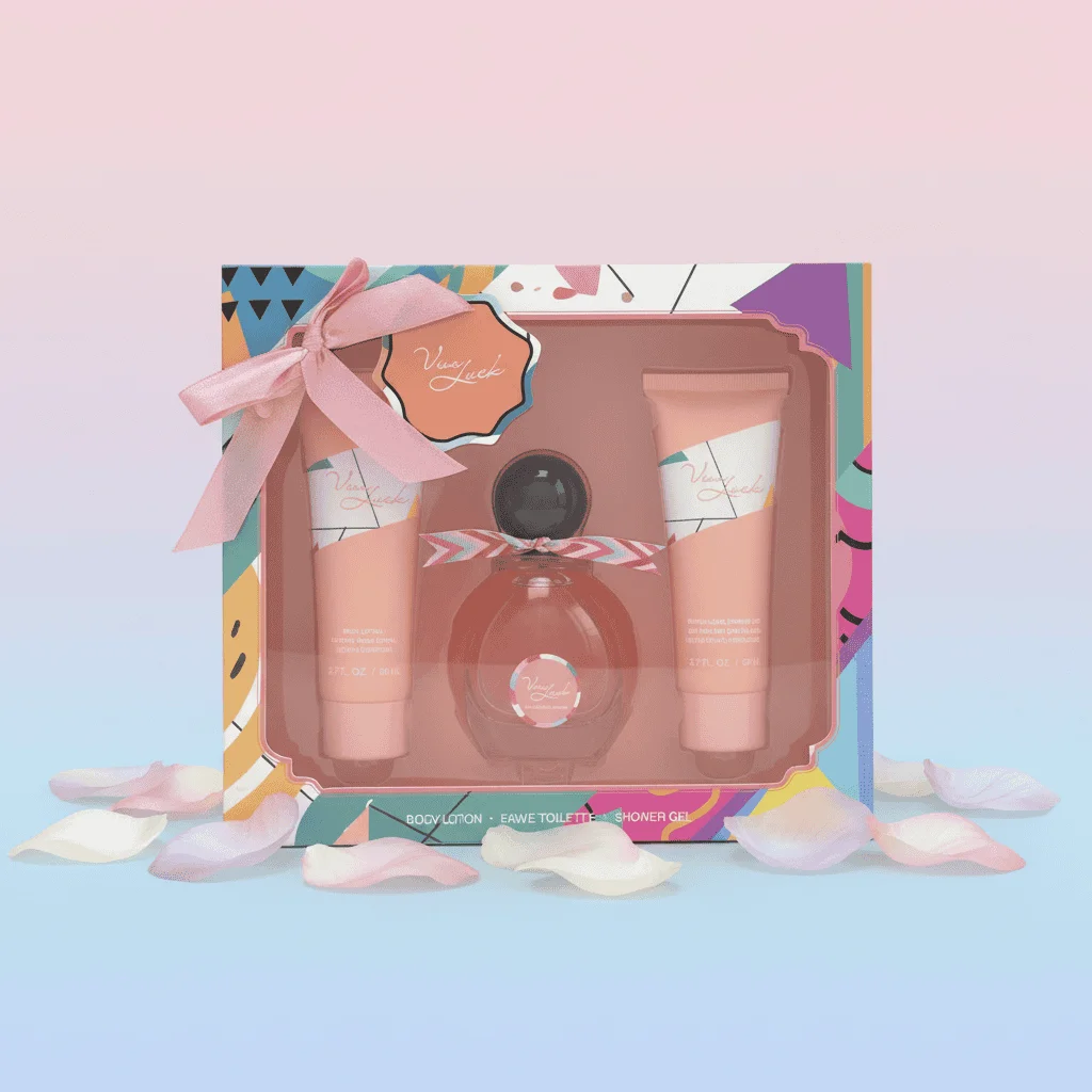 Set cadou, parfum, loțiune de corp și gel de duș, Viva Luck, multicolor - imagine 2