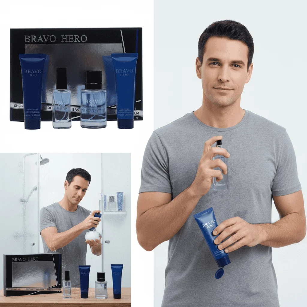 Set cadou parfum și cosmetice Bravo Hero, 4 piese - imagine 5