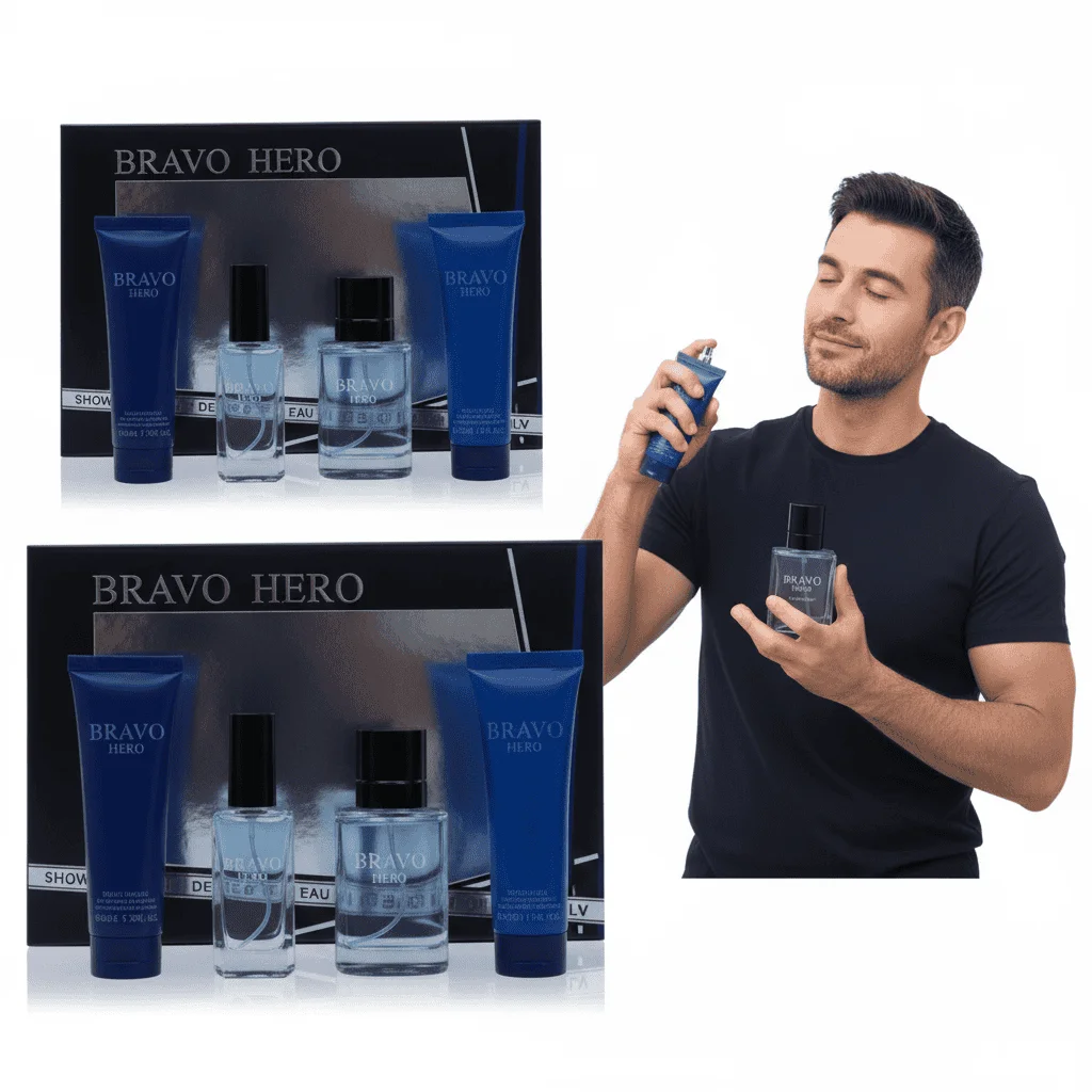 Set cadou parfum și cosmetice Bravo Hero, 4 piese - imagine 4