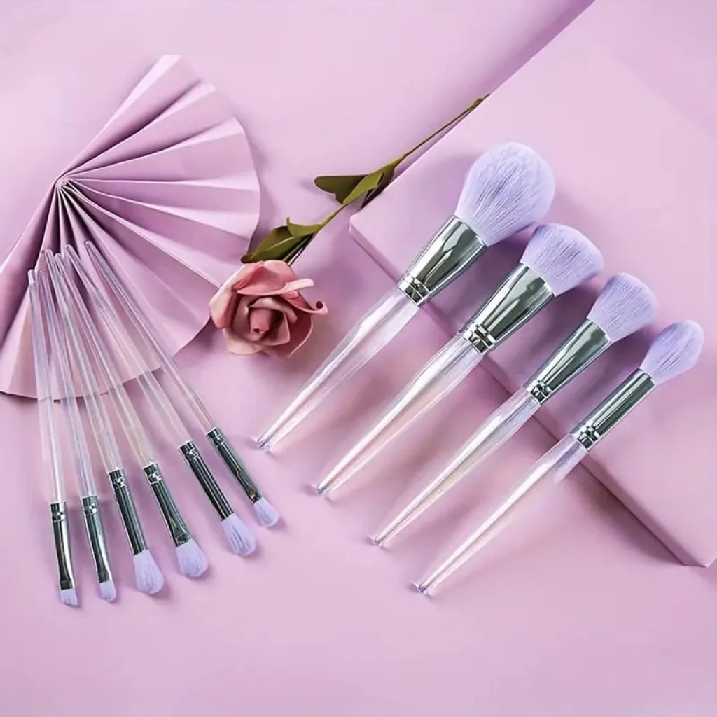 Set de 10 pensule de machiaj cu mâner din cristal acrilic - imagine 5