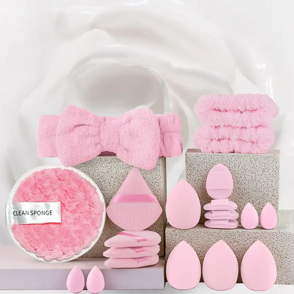 Set de bureței machiaj si accesorii Nude Mocha Sweet Pink - imagine 3