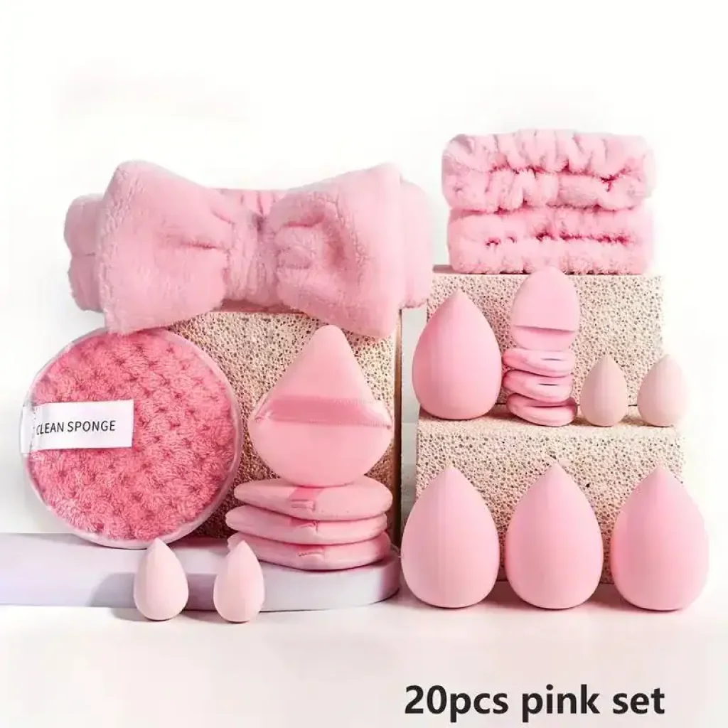 Set de bureței machiaj si accesorii Nude Mocha Sweet Pink - imagine 2