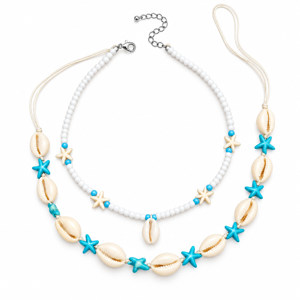 Set de coliere Blue Ocean Vibes cu motive marine - imagine 3