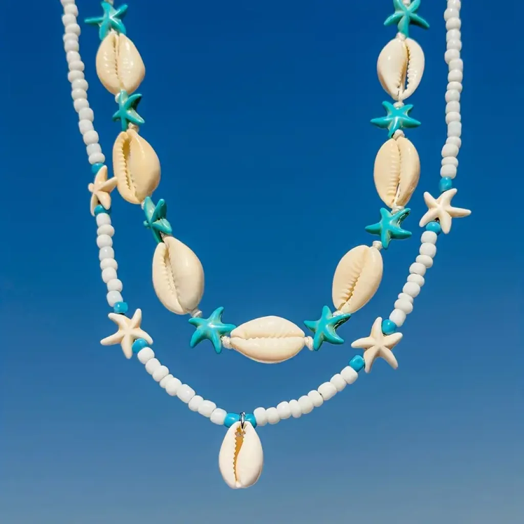 Set de coliere Blue Ocean Vibes cu motive marine - imagine 2