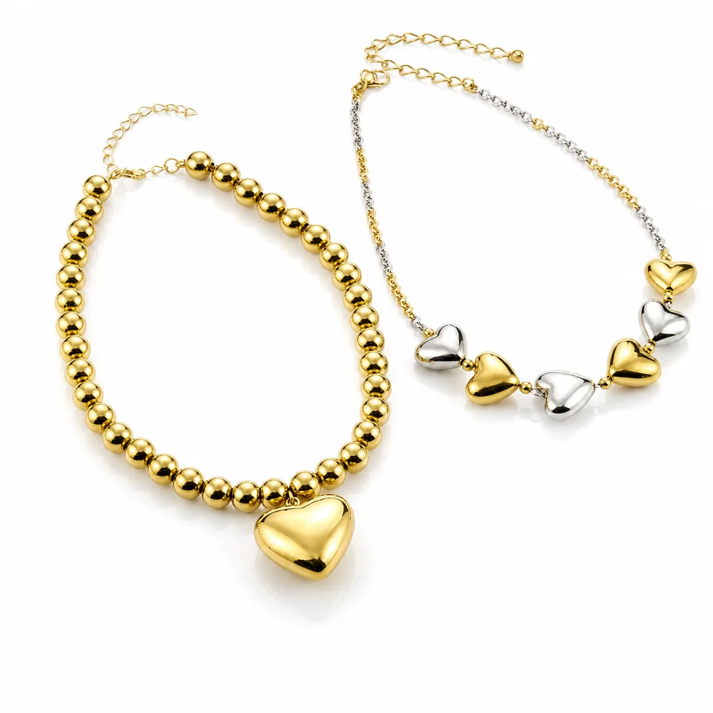 Set de două coliere Cyber Heart cu mărgele