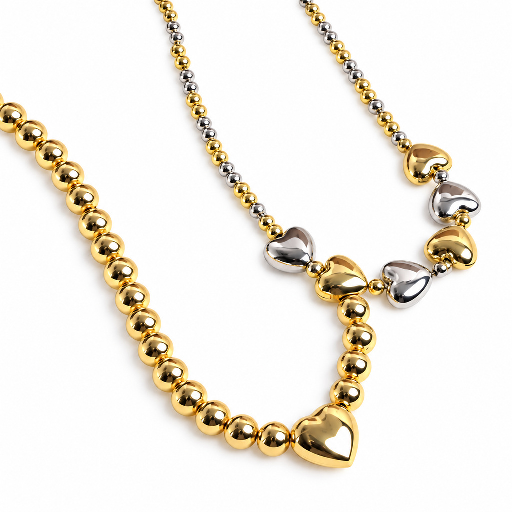 Set de două coliere Cyber Heart cu mărgele - imagine 2