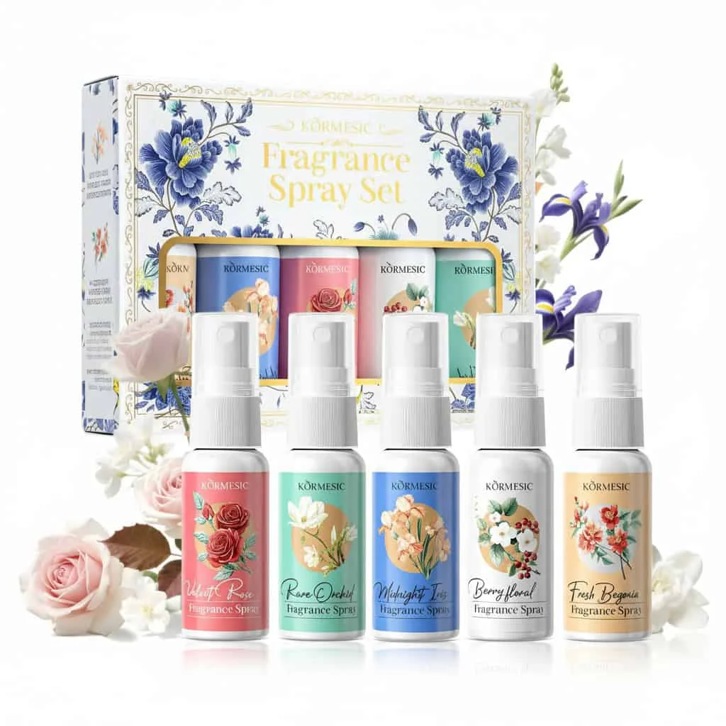 Set de parfum floral romantic cu spray de corp, 5 piese