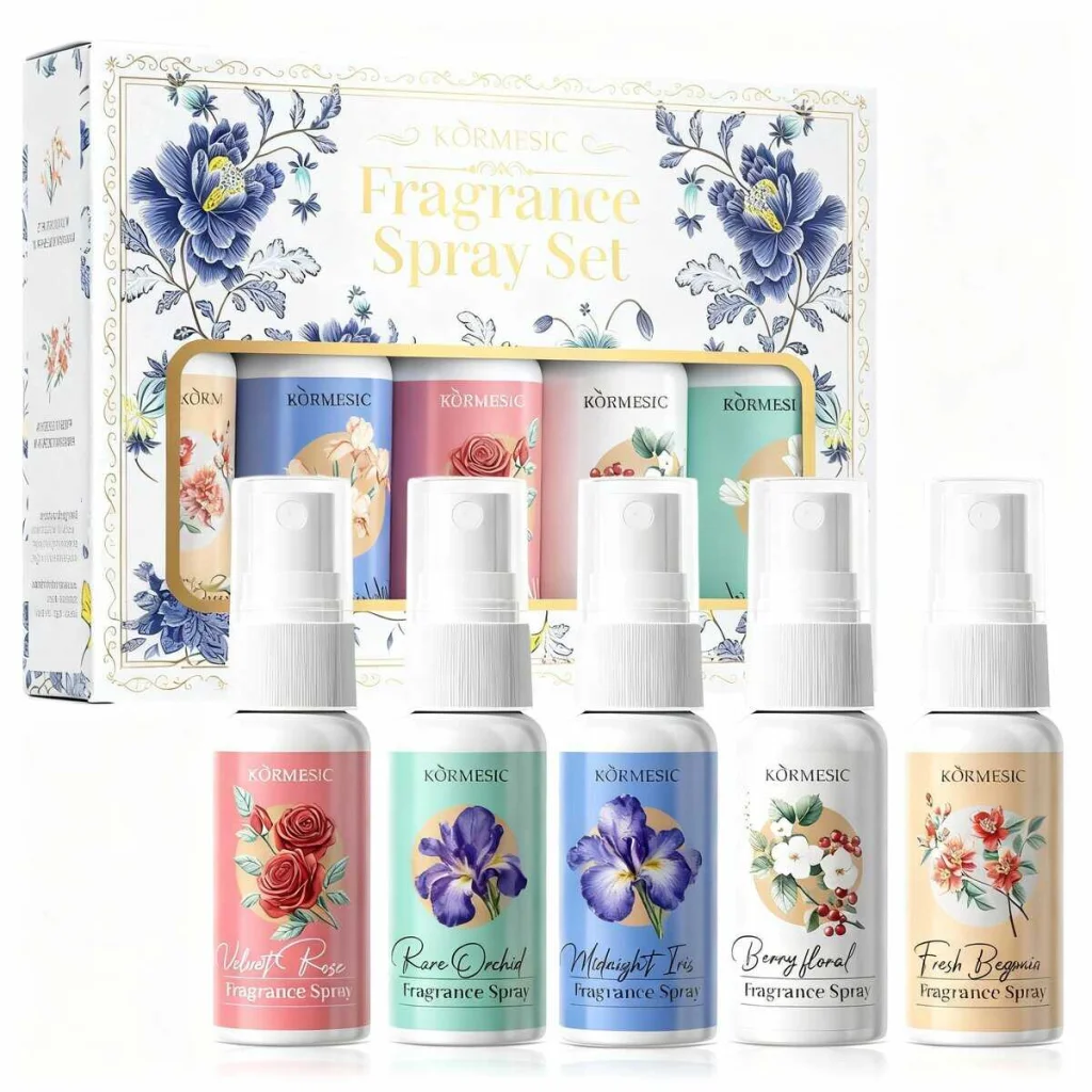 Set de parfum floral romantic cu spray de corp, 5 piese - imagine 2