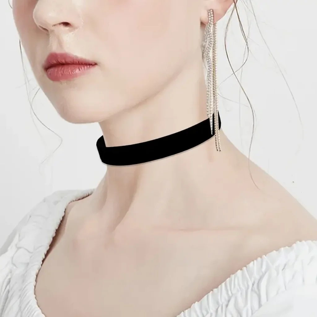 Set de trei coliere gotice negre, reglabile - imagine 2