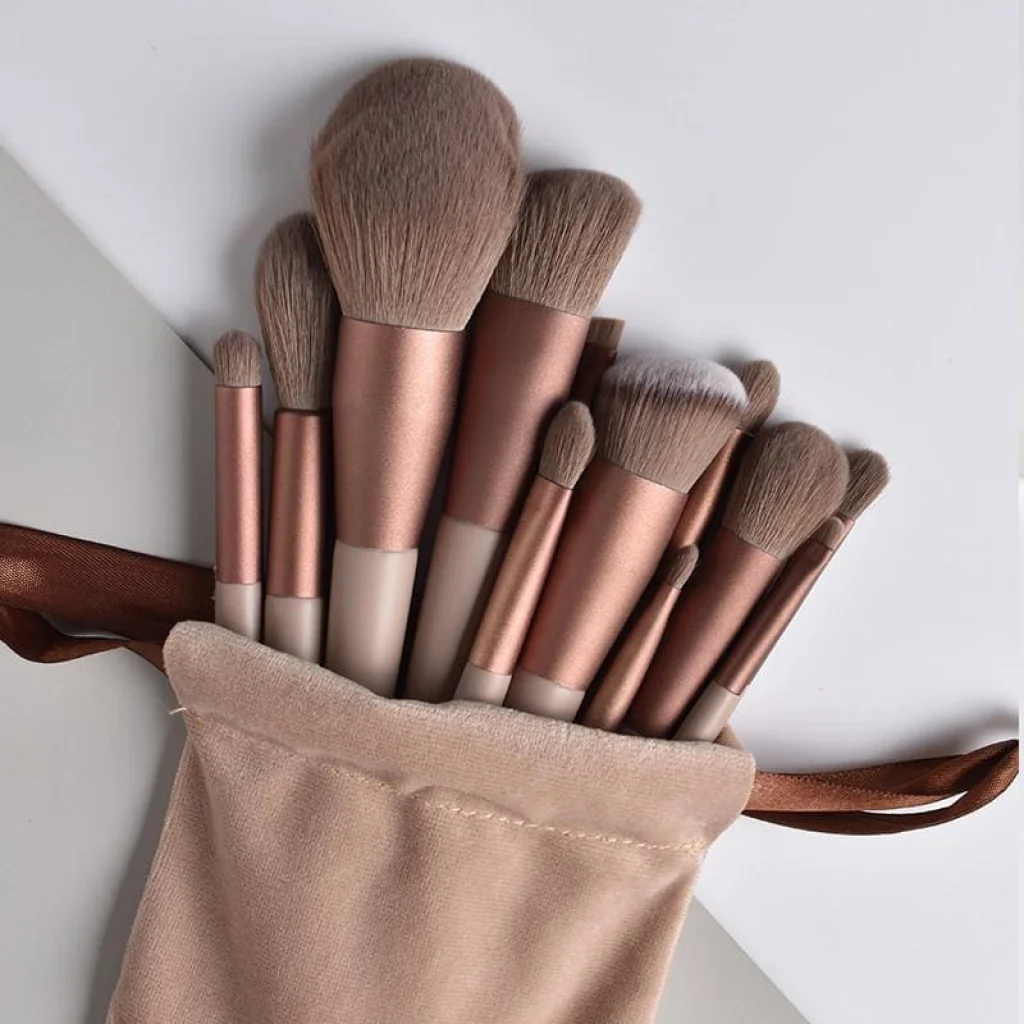 Set pensule machiaj Rose Gold Black - imagine 3