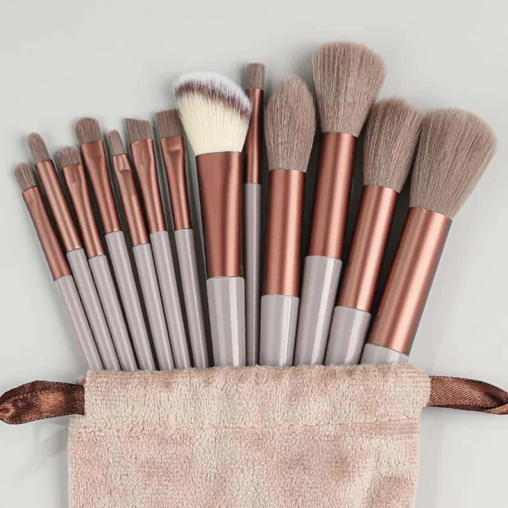Set pensule machiaj Rose Gold Black - imagine 4