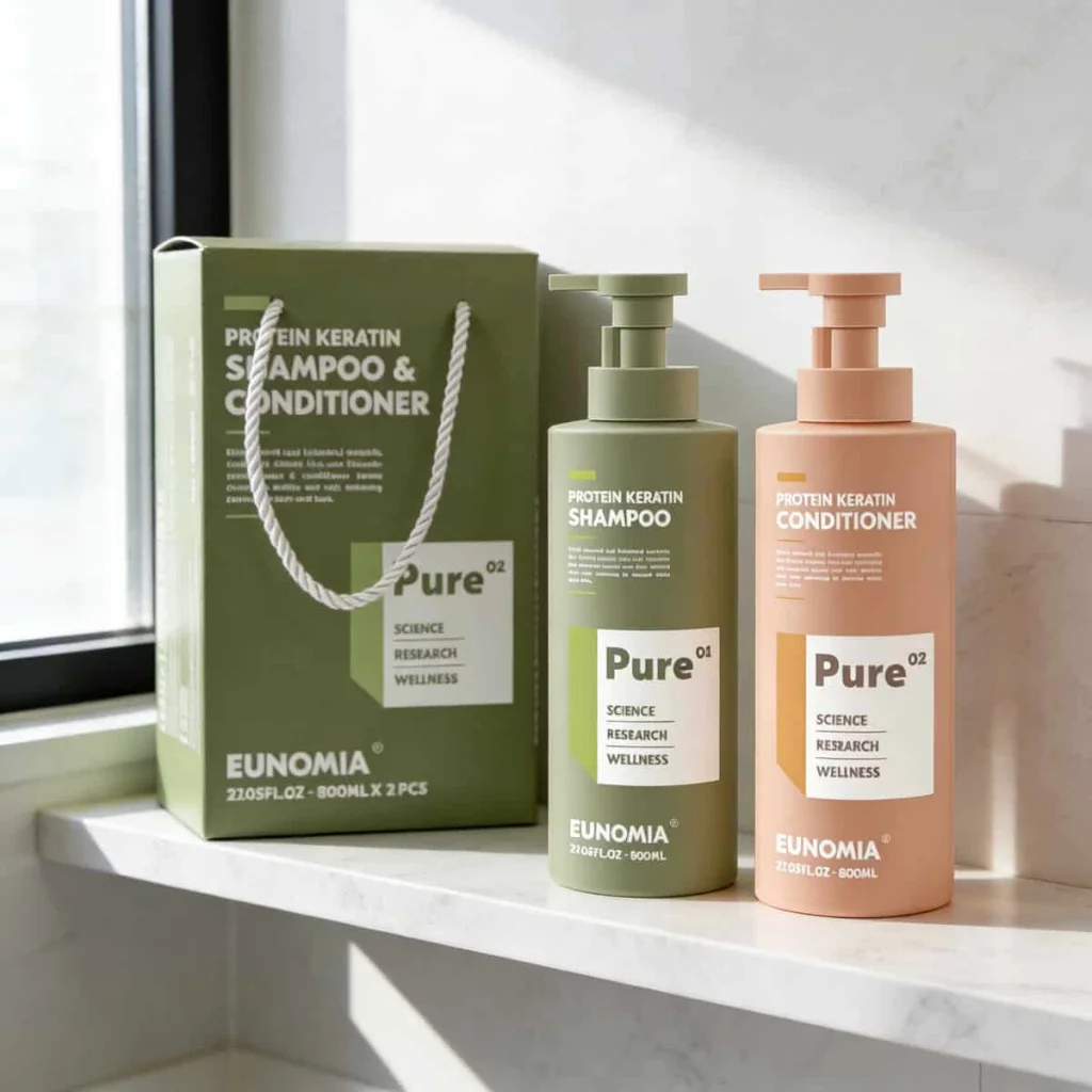 Set șampon si balsam de păr cu proteine și keratină, Eunomia, 800 ml - imagine 2