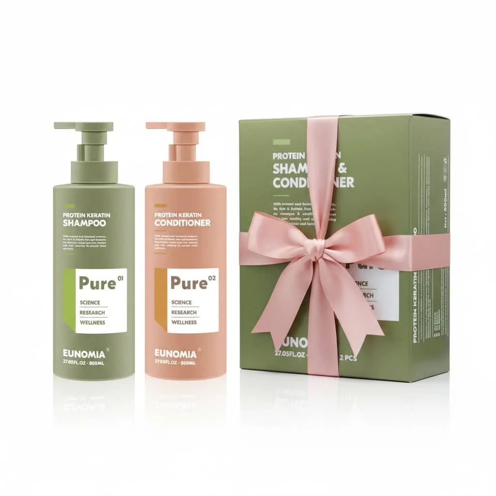 Set șampon si balsam de păr cu proteine și keratină, Eunomia, 800 ml