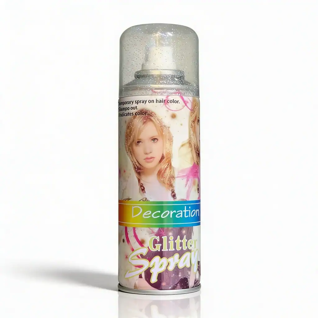 Spray de păr cu sclipici argintiu