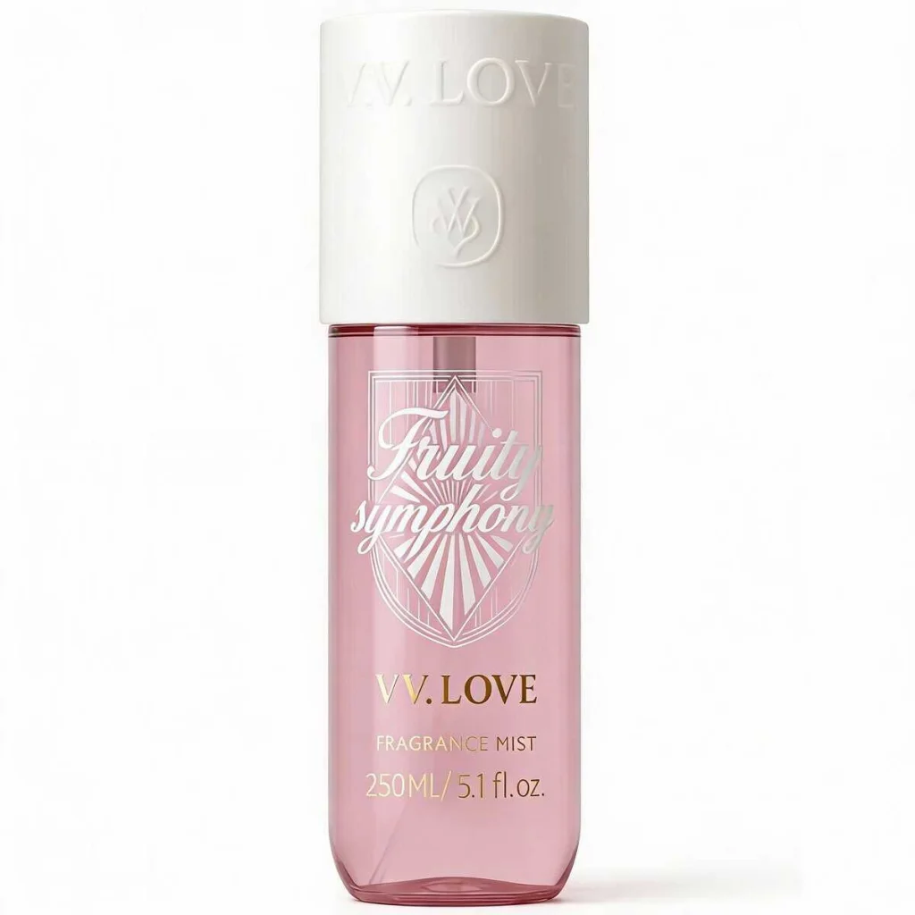 V.V. Love Fruity Symphony, spray parfumat pentru corp, aromă fructată și feminină, 250 ml