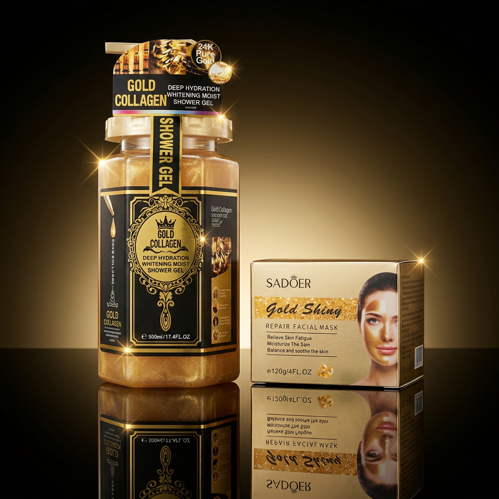 Set Îngrijire 24K Gold Ritual, gel de duș și mască de față - imagine 4