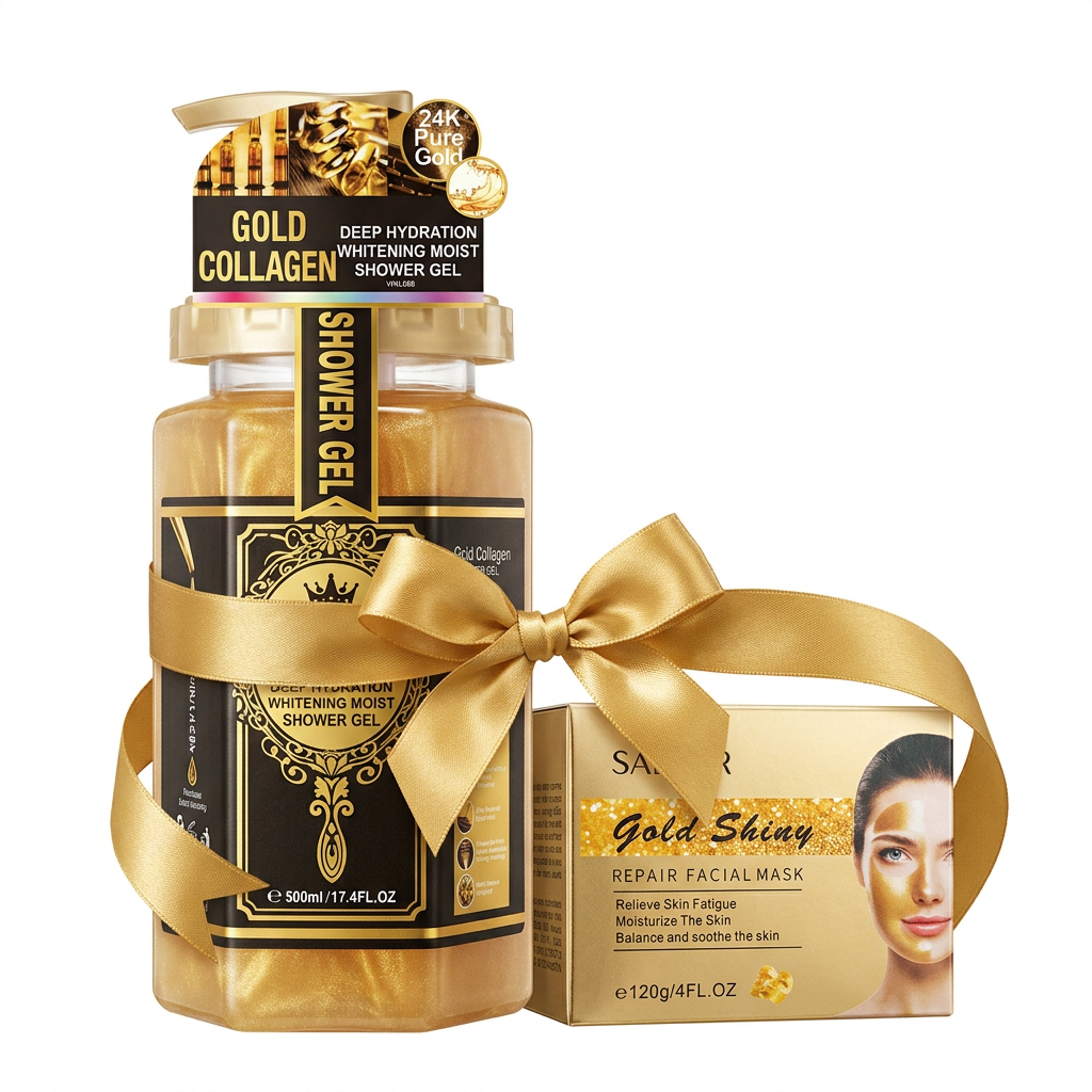 Set Îngrijire 24K Gold Ritual, gel de duș și mască de față