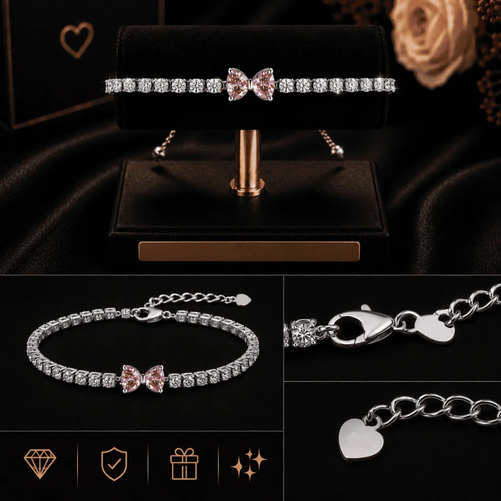 Brățară Elegantă cu Fundiță Roz – Cadou Emoționant pentru Iubita Mea - imagine 3