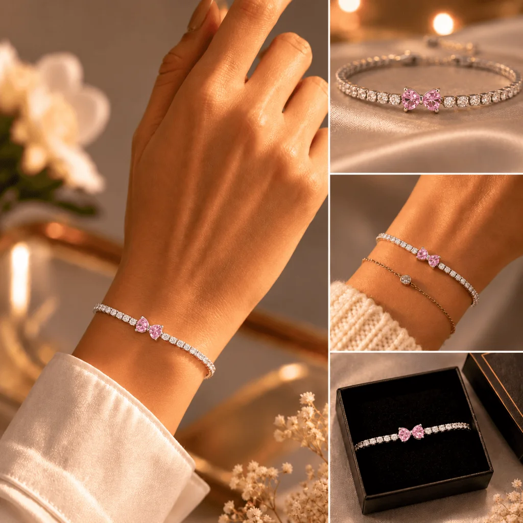 Brățară Elegantă cu Fundiță Roz – Cadou Emoționant pentru Iubita Mea - imagine 5