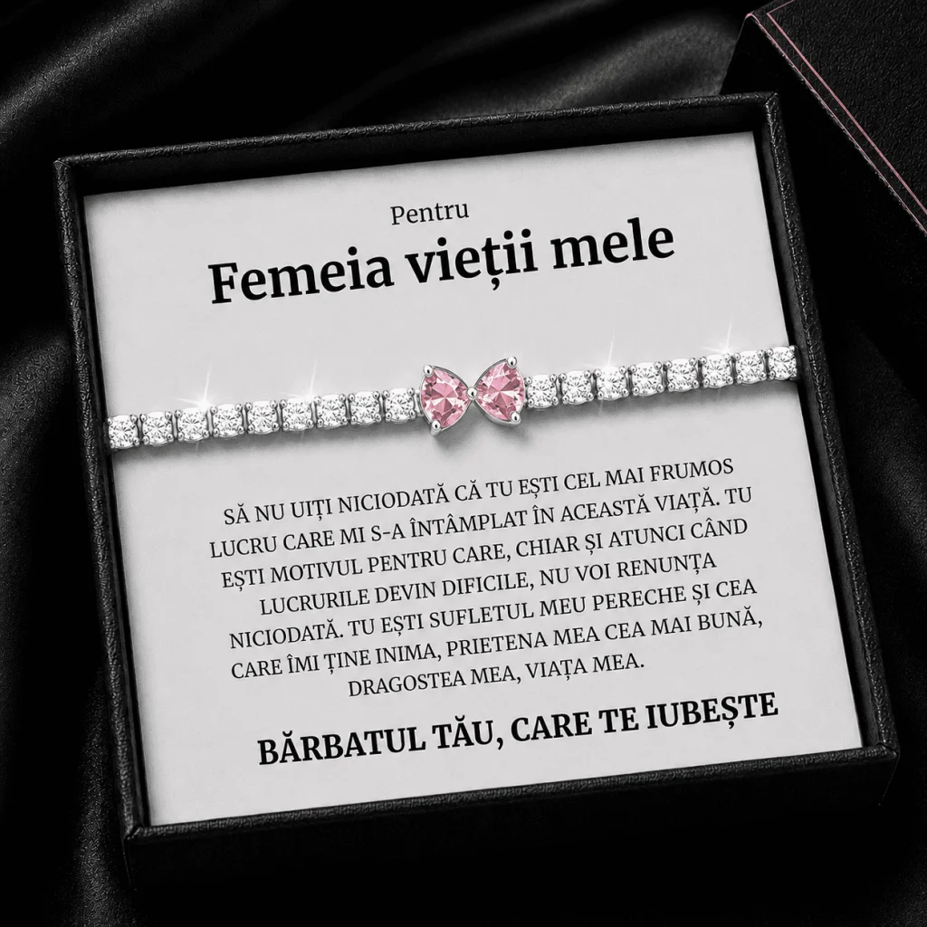 Brățară Elegantă cu Fundiță Roz – Cadou pentru Femeia Vieții Mele - imagine 2