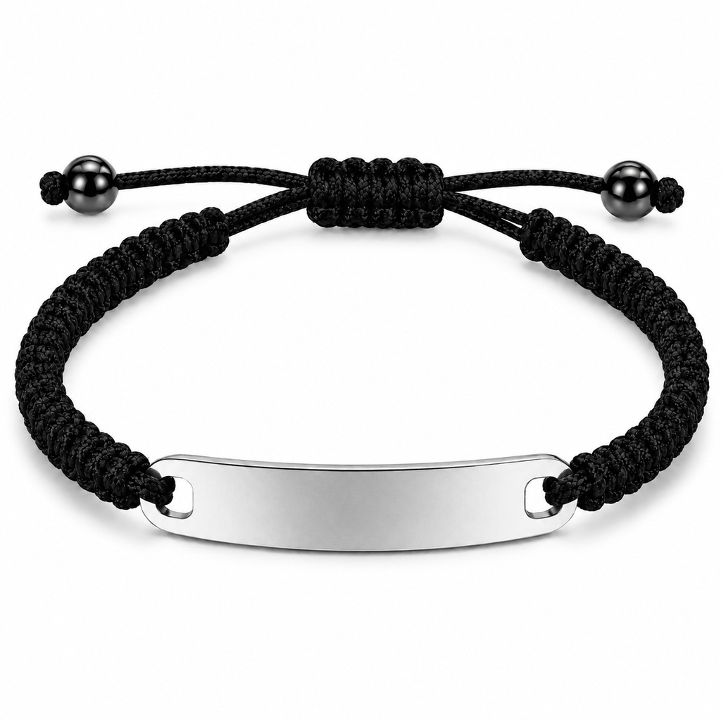 Brățară cu mesaj personalizat, negru