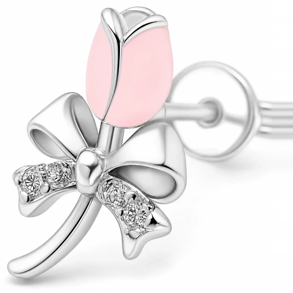 Cercei Diora Pink Tulip - imagine 3