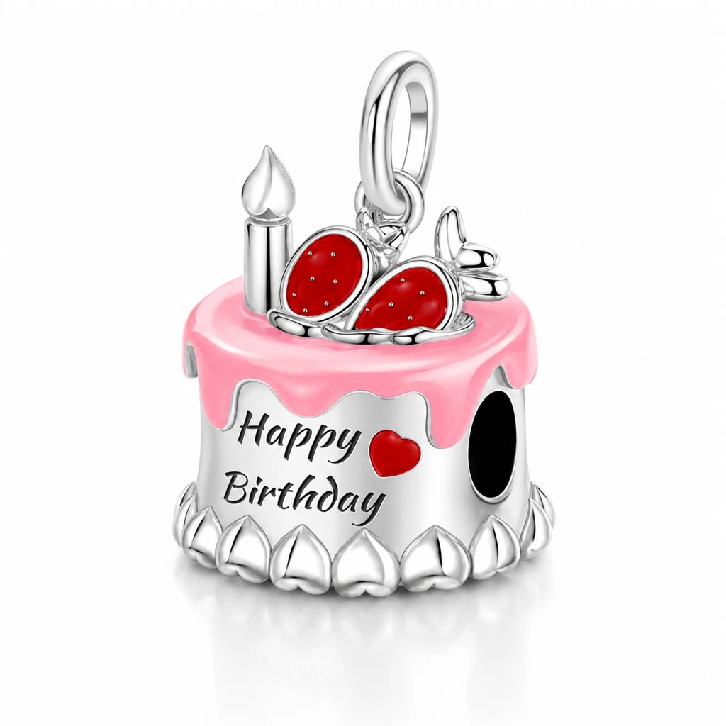 Charm cu tort, model Happy Birthday - imagine 2