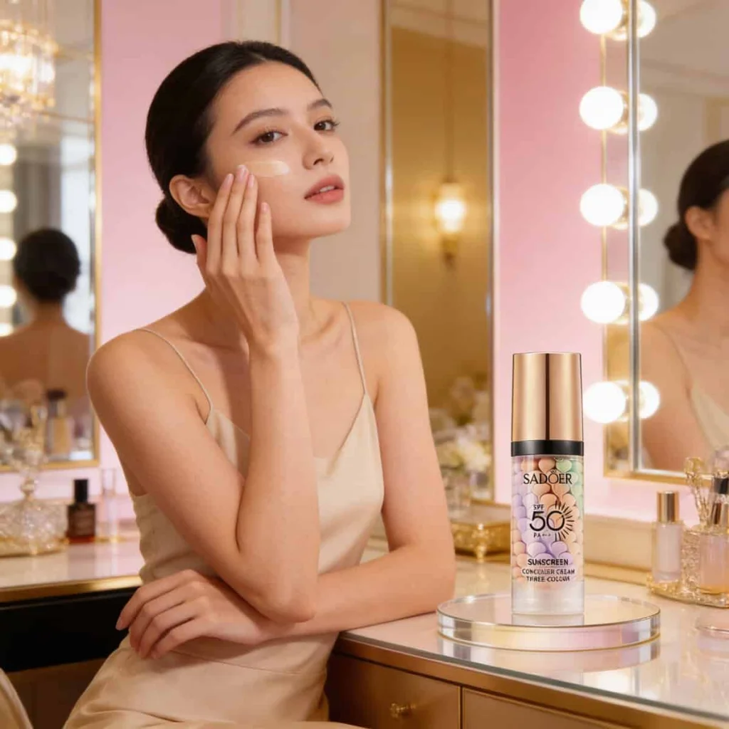 Cremă nuanțatoare, în 3 culori, cu SPF 50, Sadoer, 40g - imagine 2