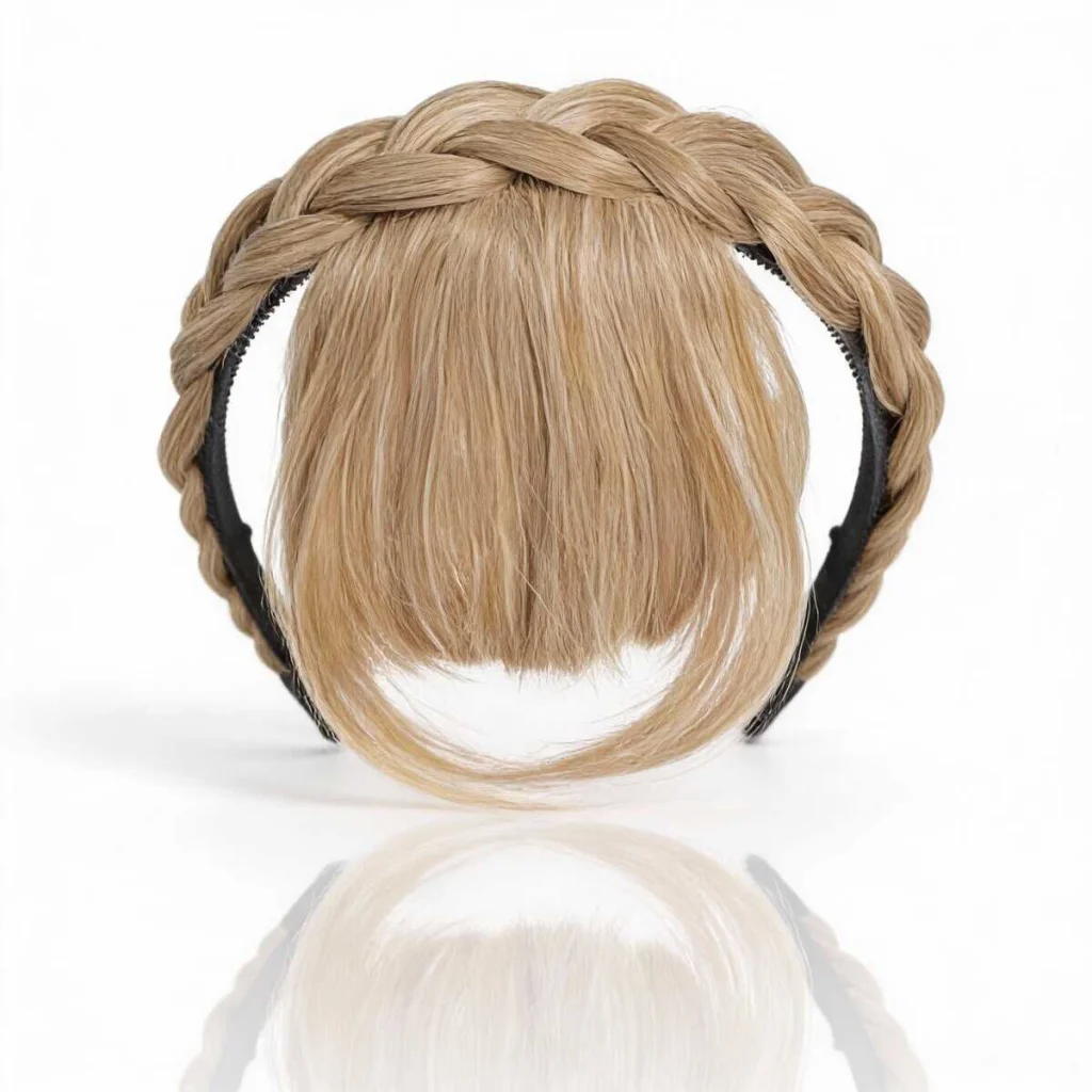 Extenise păr sintetic tip cordeluță împletită cu breton - imagine 3