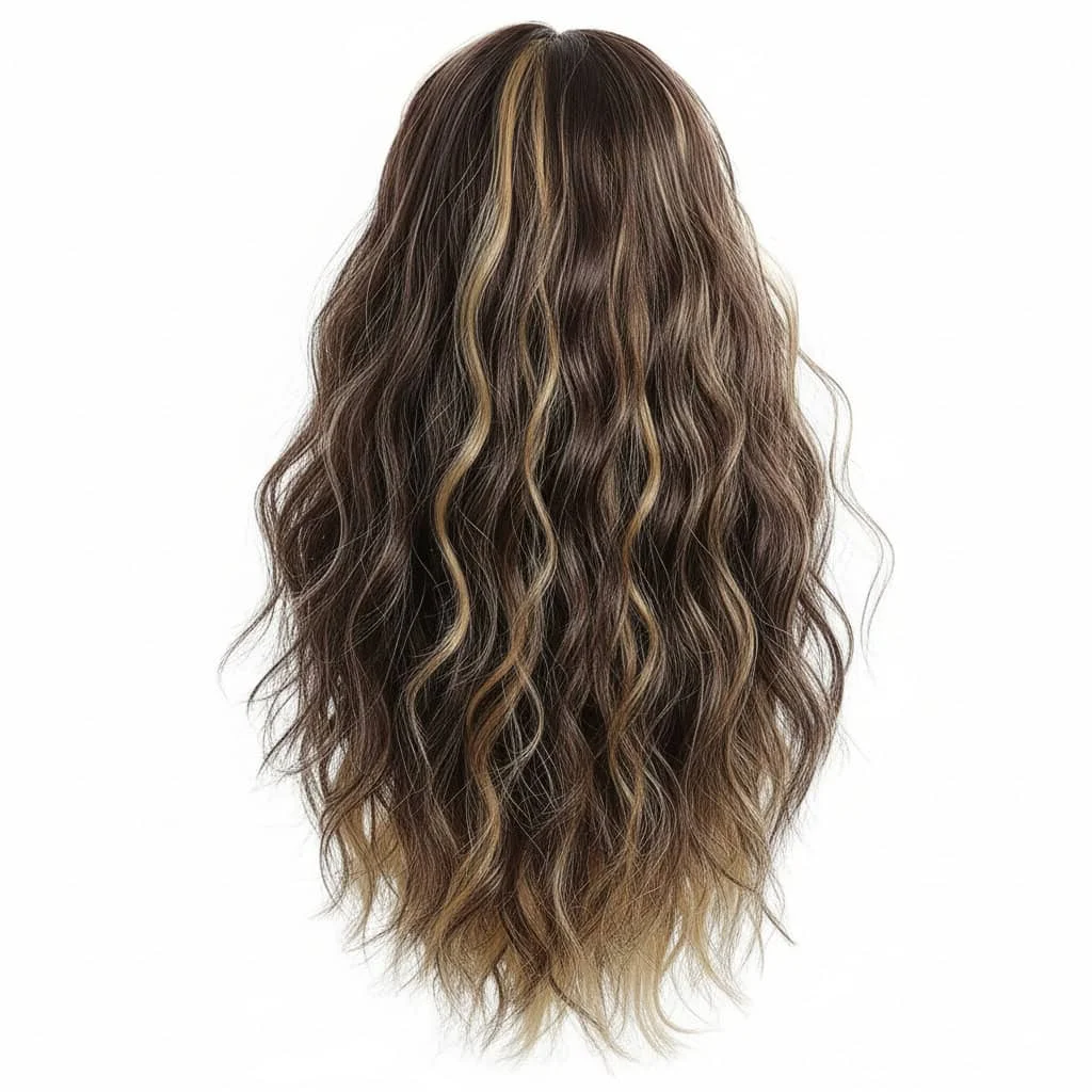 Extensie de păr cu clamă, wavy balayage, 35 cm - imagine 3