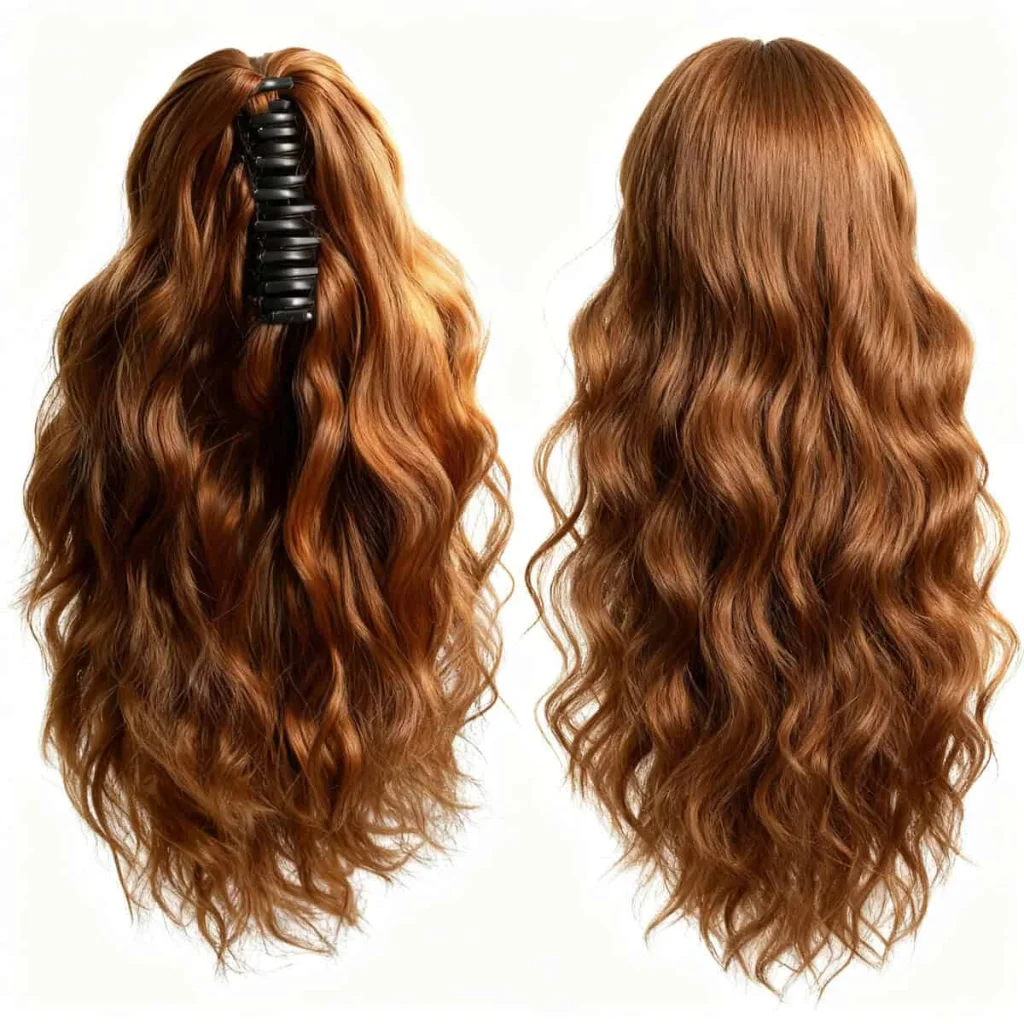 Extensie de păr cu clamă, wavy balayage cupru arămiu, 35 cm