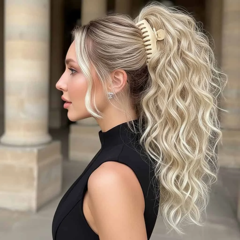 Extensie de păr cu clamă, wavy balayage, 35 cm - imagine 8