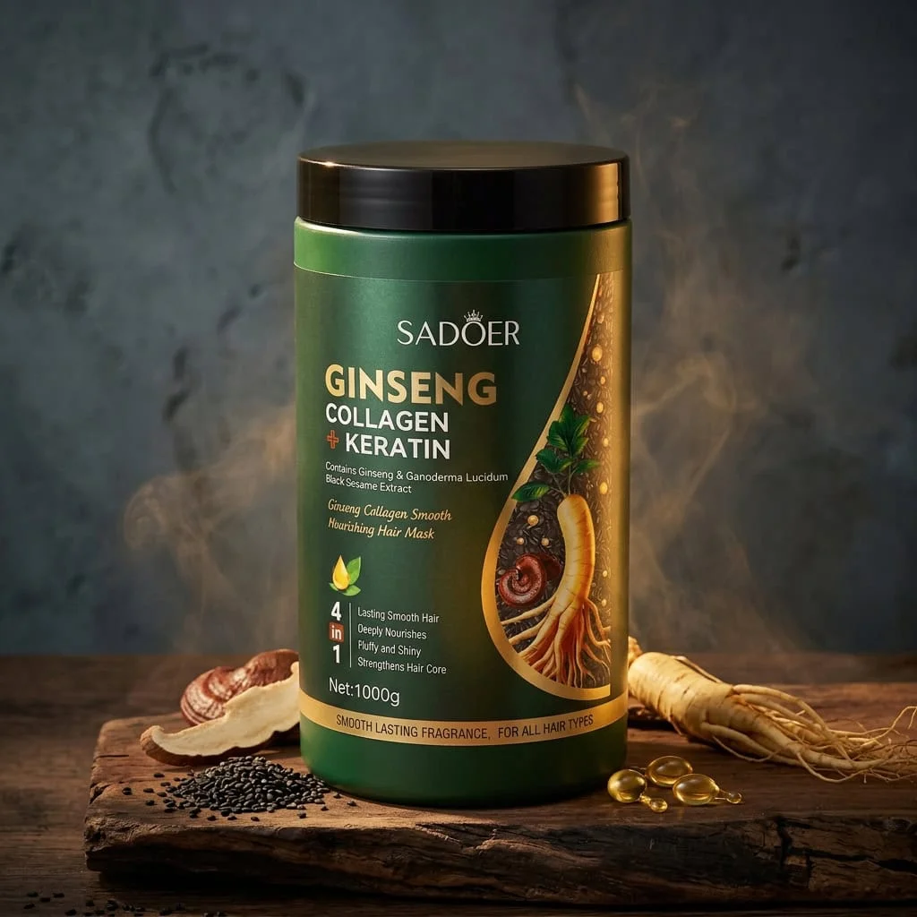 Mască de păr Ginseng Collagen Keratin, SADOER, 1000 g - imagine 4