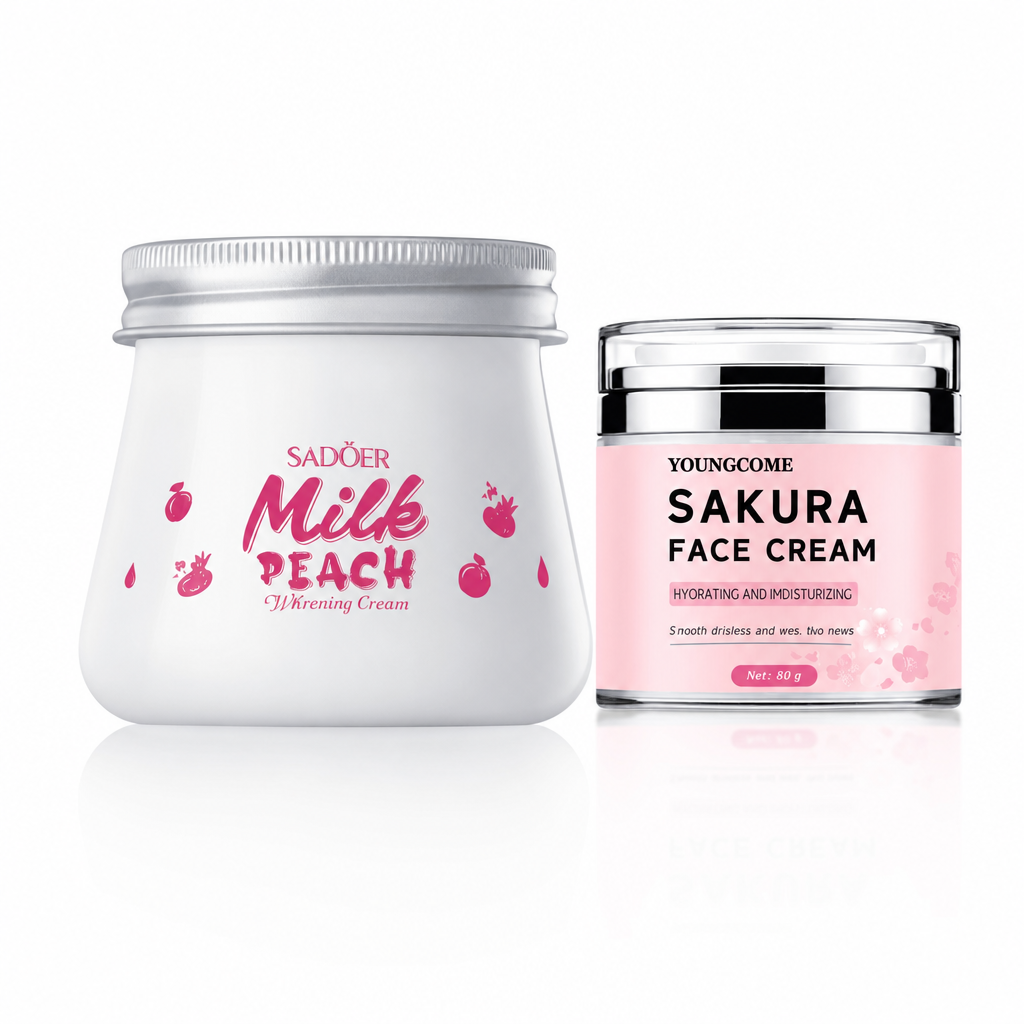 Pachet hidratare ten - Cremă lapte și piersică + Cremă față Sakura