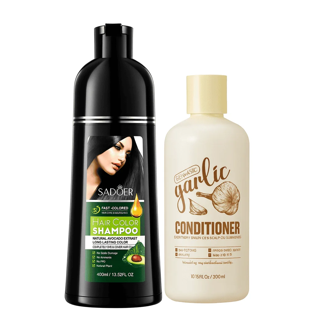 Pachet îngrijire păr - Șampon nuanțator brunet + Balsam Usturoi