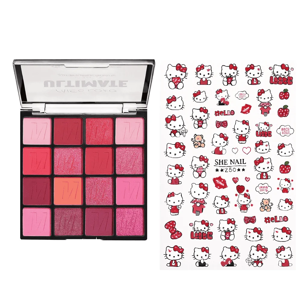 Pachet machiaj vibrant - Paleta farduri + Stickere unghii