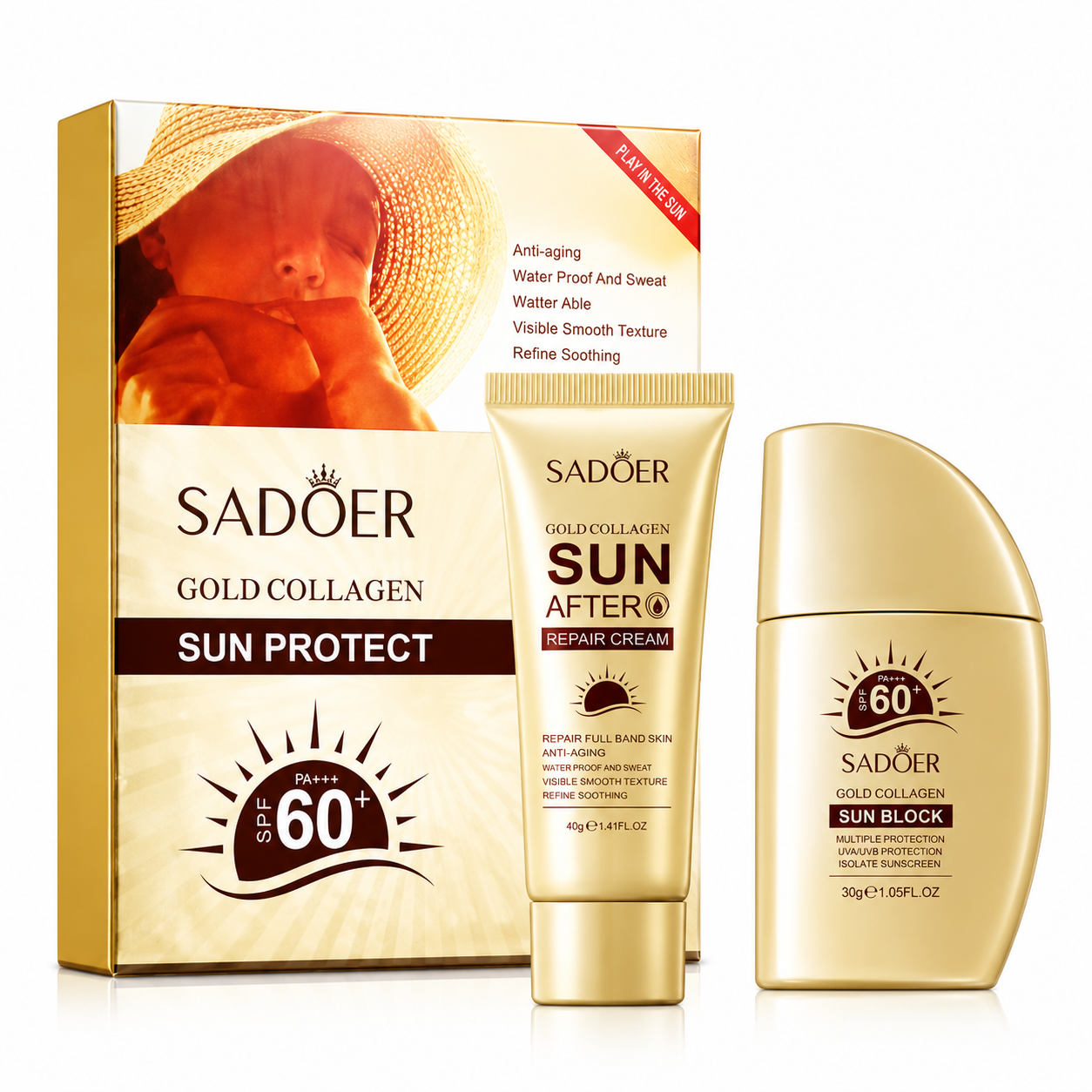 Pachet protecție solară - Cremă SPF 90 + Set colagen SPF 60 - imagine 5