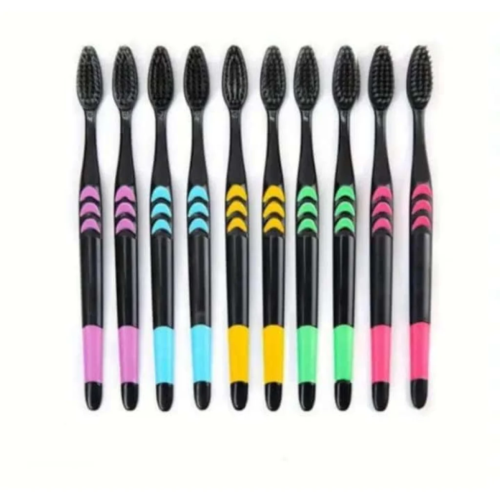 Set de 10 periuțe de dinți cu peri moi și mâner ergonomic, culori asortate