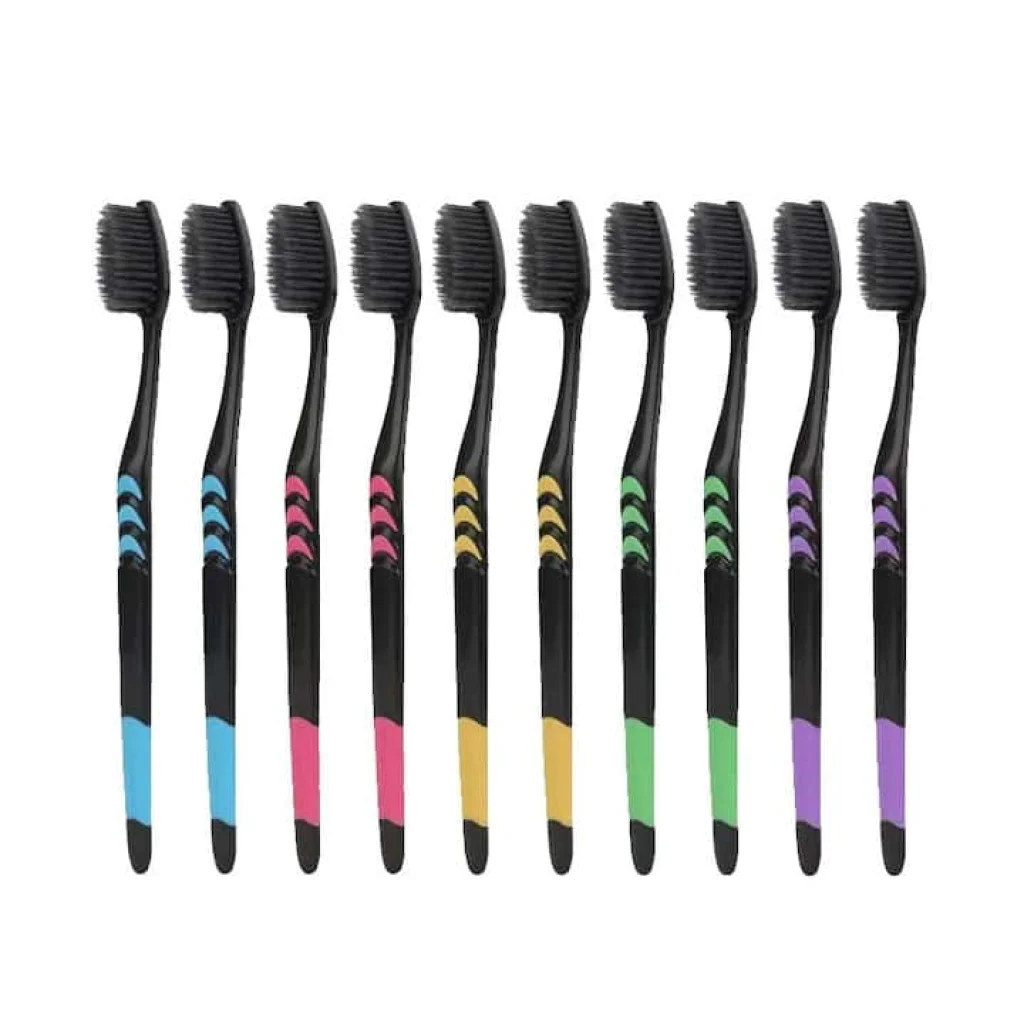 Set de 10 periuțe de dinți cu peri moi și mâner ergonomic, culori asortate - imagine 2